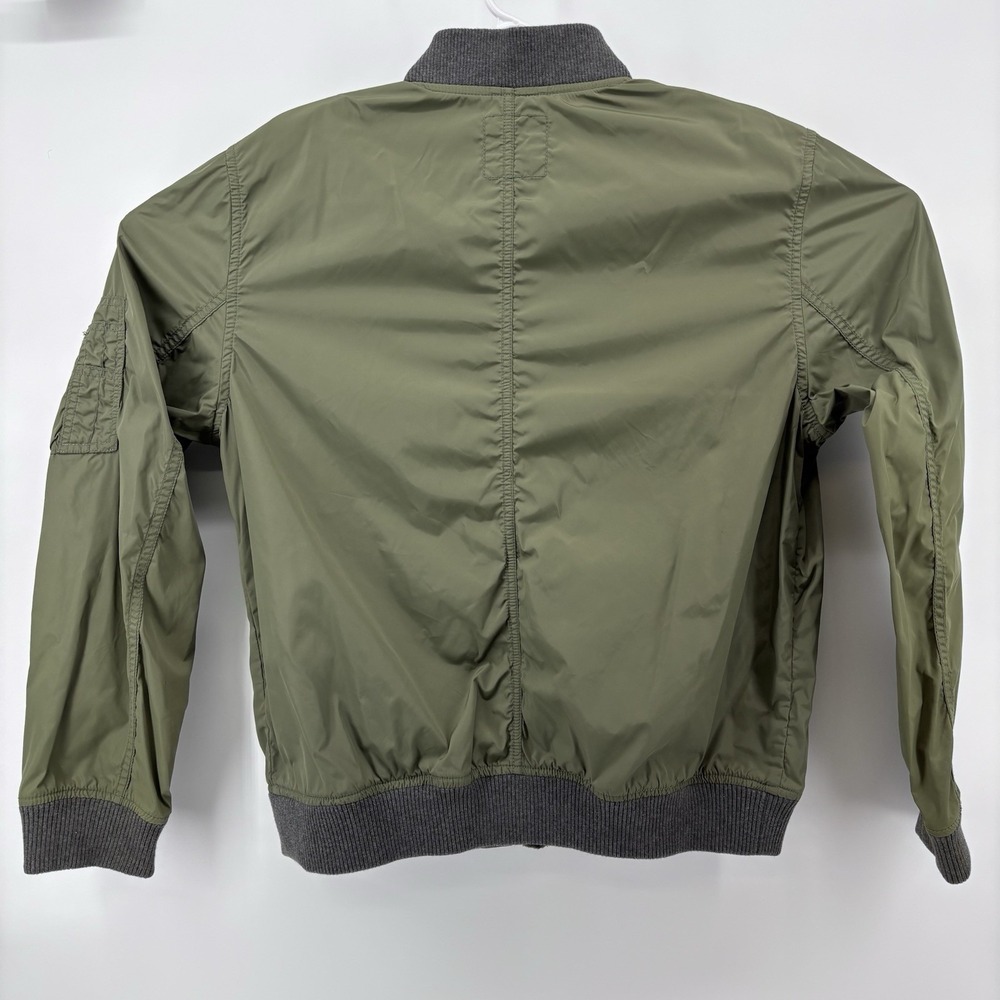Gap Lightweight Bomber Jacket Army Green Y2K Aviator Nylon Flight Zips Mens L - Picture 4 of 15